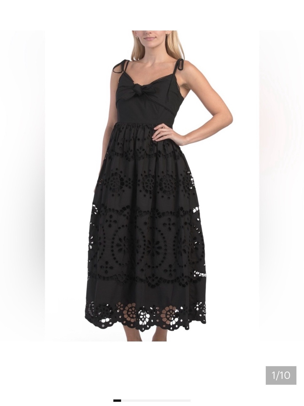 En Saison Anthropologie “Isabella” Midi Eyelet Dress in L